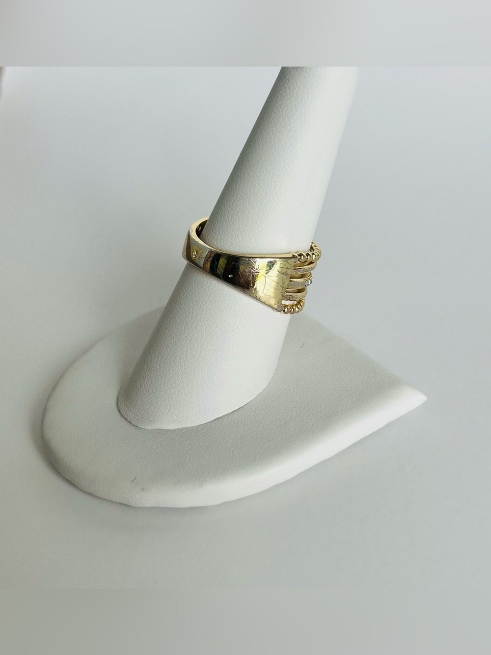 INC International Concepts Gold-Tone Layered Crystal Stack Ring Size 9 - Picture 6 of 9